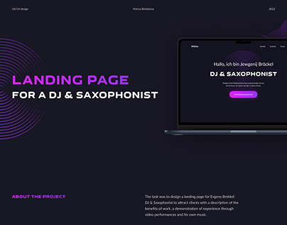 Landing page for DJ & Saxophonist | Website