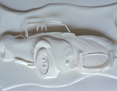 Shelby Cobra White Paper Sculpture