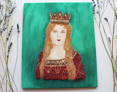 Geraldine Farrar Hand Embroidered Portrait