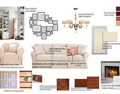 Moodboards for a family room renovation and redecoratio