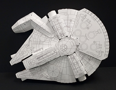 Millennium Falcon space ship made from cardboard