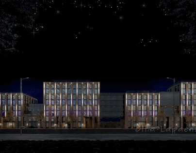 Lighting of the facade of the business center