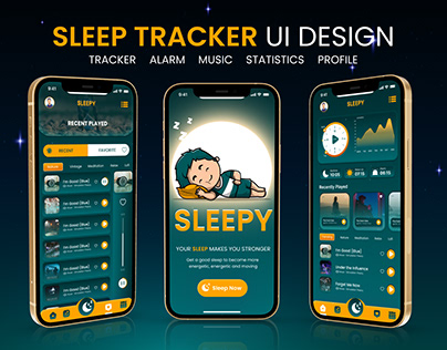 Sleep Tracker UI Design Kit For Sleeping, Music, Alarm