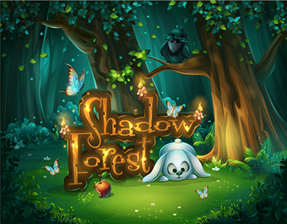 Shadowy forest GUI set items buttons and icon vector