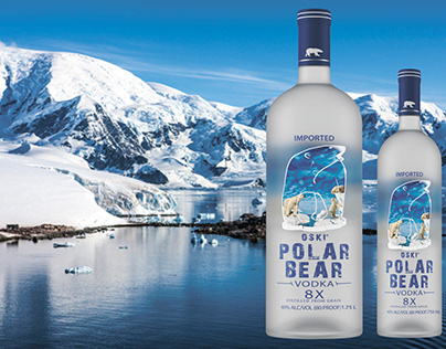 Polar Bear Vodka bottles decorated by our company
