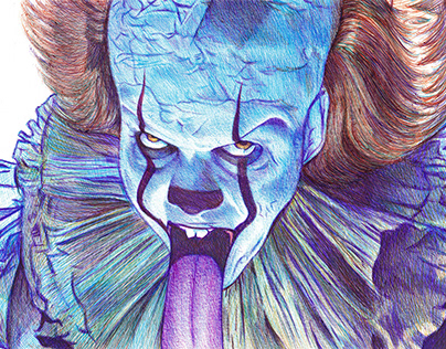 Pennywise Pen Drawing - IT: Chapter 2 | DeMoose Art