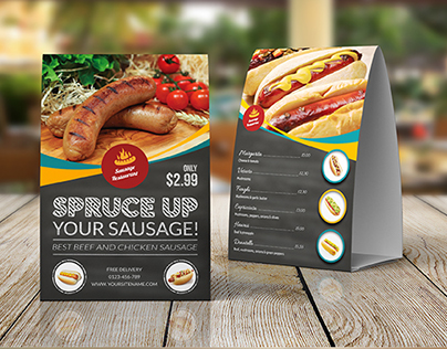 Sausage Restaurant Table Tent Template