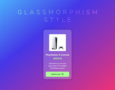Glassmorphism style with product card