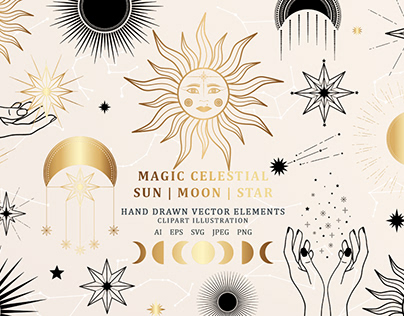 Magic Celestial Collection. Sun, Moon, Star