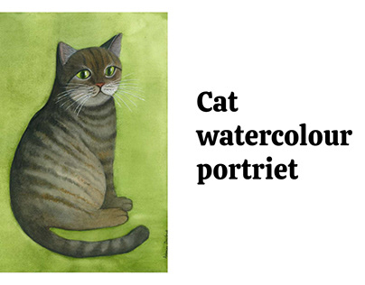 Cat watercolor portriet