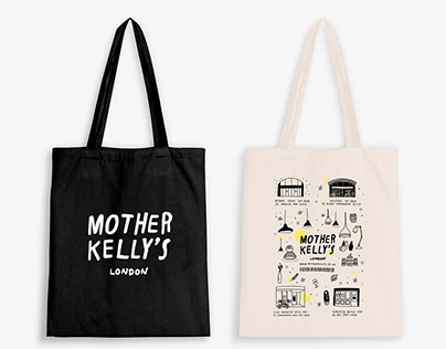 artworks for the tote bags 'Mother Kelly's London'