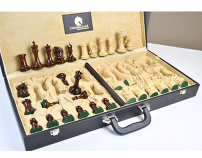Leatherette Chess Set Briefcase Storage Box Coffer