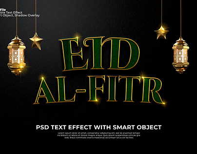 editable text effect PSD with smart object Eid Al-Fitr