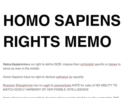 Homo Sapiens Rights Memo No 1