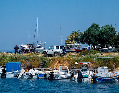 The fishing port Nea Poteidaia, Chalkidiki, Greece.