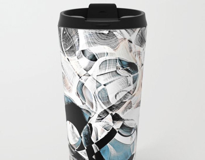 Gray Abstract Travel Mug
