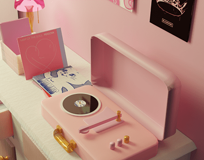 3D modelisation of a room with a cute and coloful mood