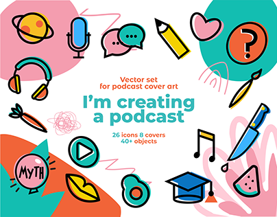 Vector set to create podcast cover art