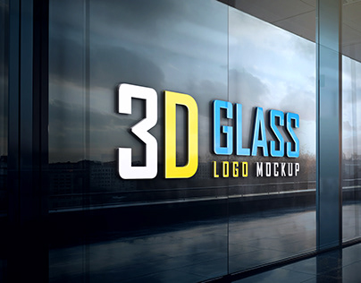Glass Wall 3D Logo Mockup