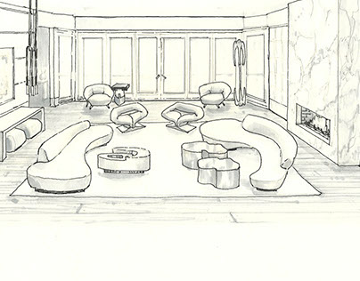 Line Drawing for Meg Sharpe Interiors (Hamptons)