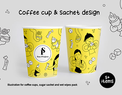Coffee cup & sachet design and illustration