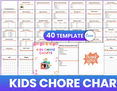 Kids Chore Chart Planner Canva Template