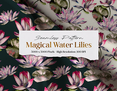 Seamless Pattern Design - Magical Water Lilies