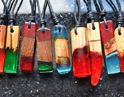 Necklaces wood+resin 2021