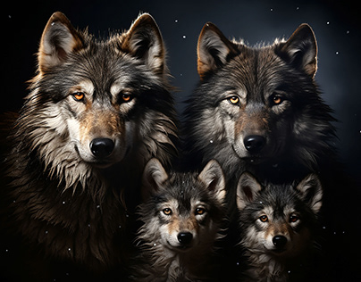 Gray Wolf Family Portrait