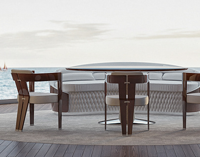 Furniture set on a luxury boat