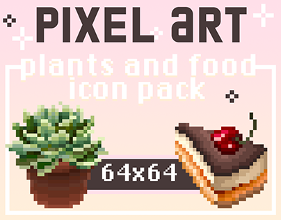 pixel art 64x64 plants and food icon pack