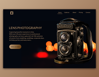 Lens Photography - Landing Page design