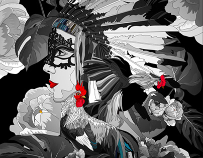 Illustration Rooster Lady
