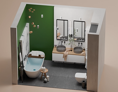 3d visualization of bathroom interior with animation