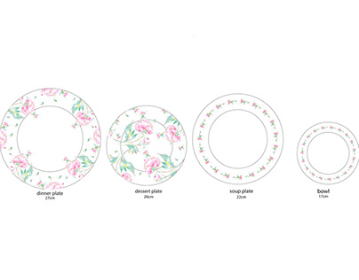 Spring , Stylization, Porcelain Plate Set