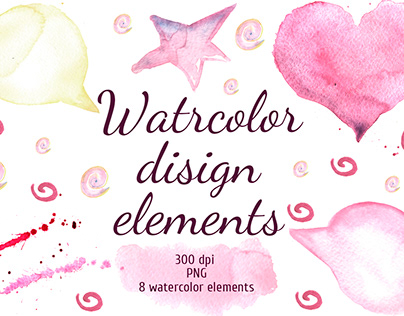 Watercolor elements for design
