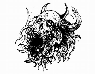 death metal horror skull illustration ( free download )