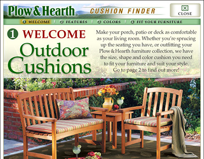 Pop-up interactive Cushion Finder for Outdoor Furniture