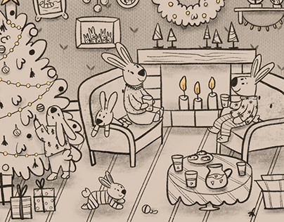 Christmas evening in rabbits family