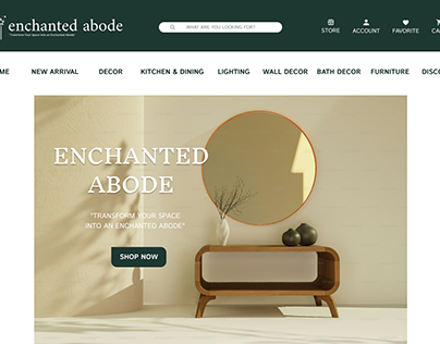 Home Page For Enchanted Abode: a home decor website