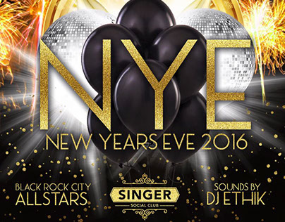 New Years Eve Party Flyer for Singer Social Club