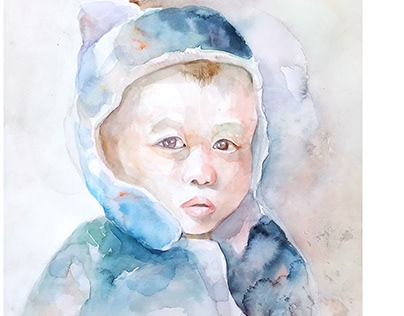 Portrait Drawing by Nhat Thinh Do Watercolor and Pencil