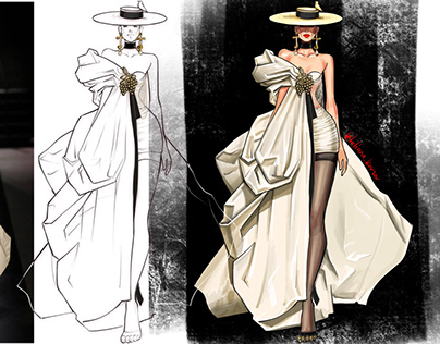 Fashion illustration. Schiaparelli