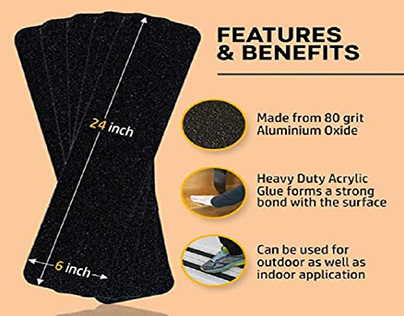 Grip Tape 6” x 24” (10-Pack) - Stair Treads for Stairs.