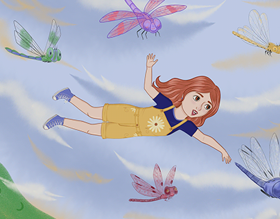 Mia and the dragonflies - Personal illustration