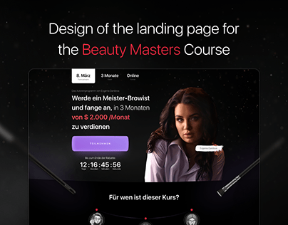 Landing page for beauty masters and makeup