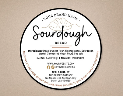 Sourdough Bread Cottage Food Label