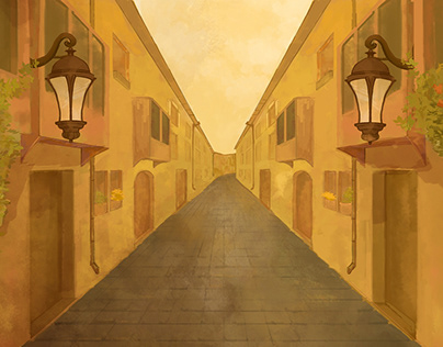 Series of background illustrations for animation