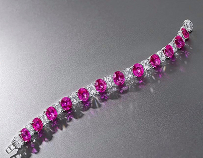 Pink sapphire and diamond bracelet 3d model (photo)