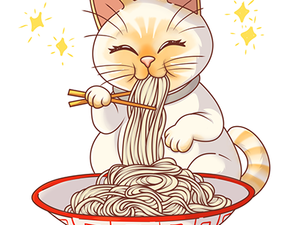Cat and noodles